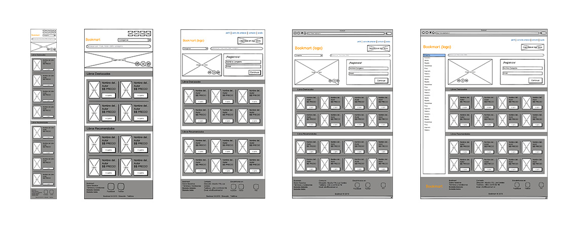 Bookmart responsive website wireframe