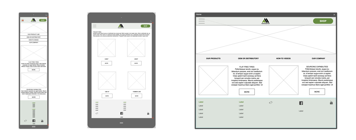 Marastar responsive website wireframe